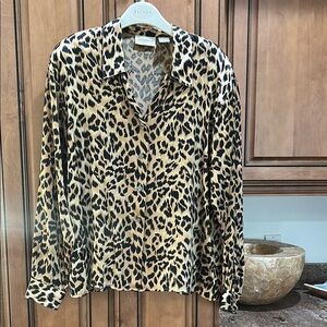 Leopard Print Button-Up Blouse